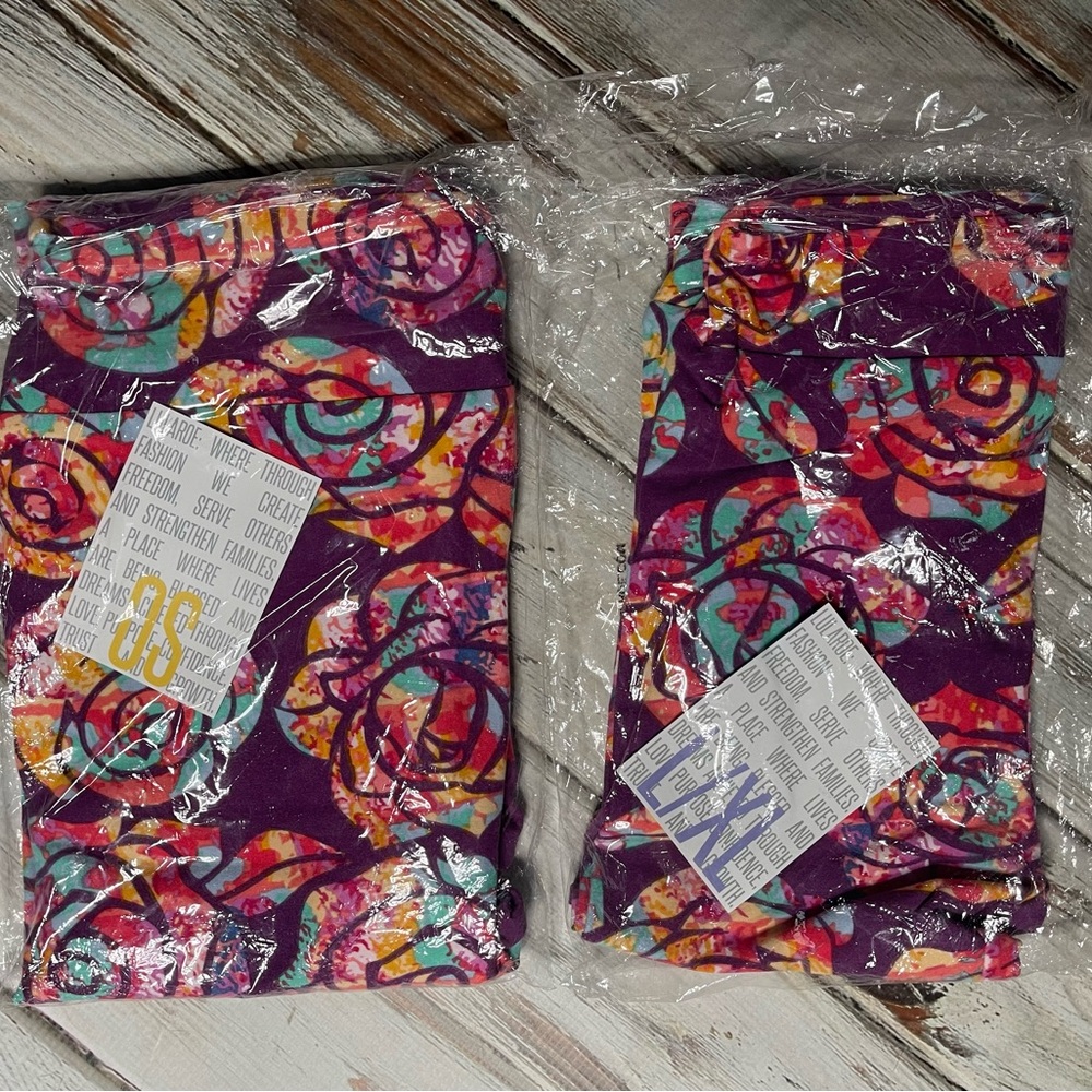 NEW!!! RARE Vintage Purple Rose Mommy & Me Leggings size OS & L/XL